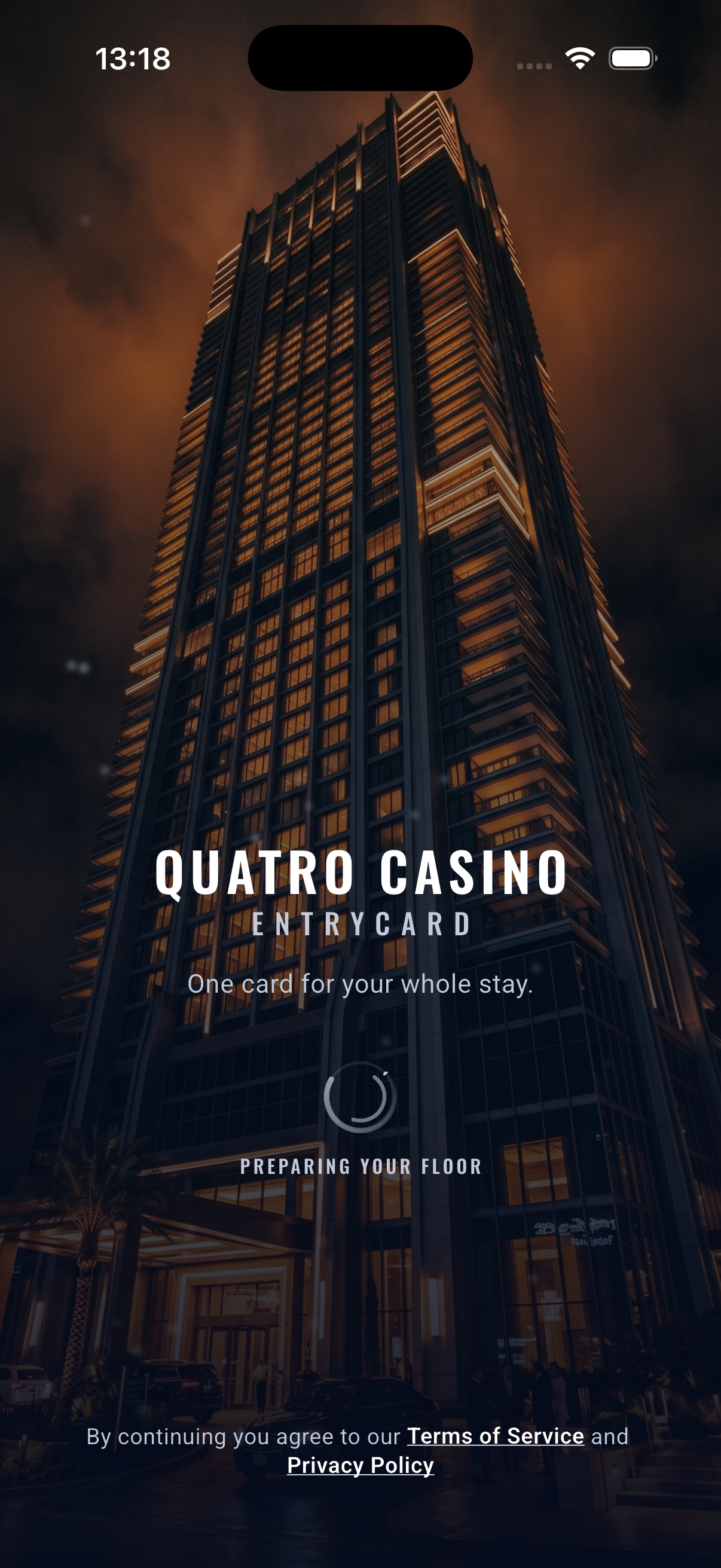 Quatro EntryCard app screen